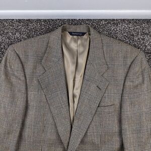 Vintage Burberry Sport Coat Tweed Wool Glen Plaid Multicolor 40R USA Made